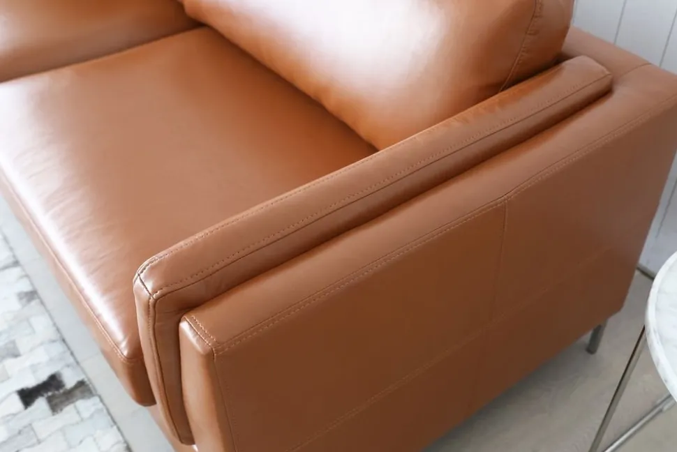 Soffa 3-sits brunt konstläder 200 cm