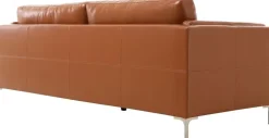 Soffa 3-sits brunt konstläder 200 cm