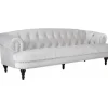 Soffa 3-sits chesterfield beige sammet