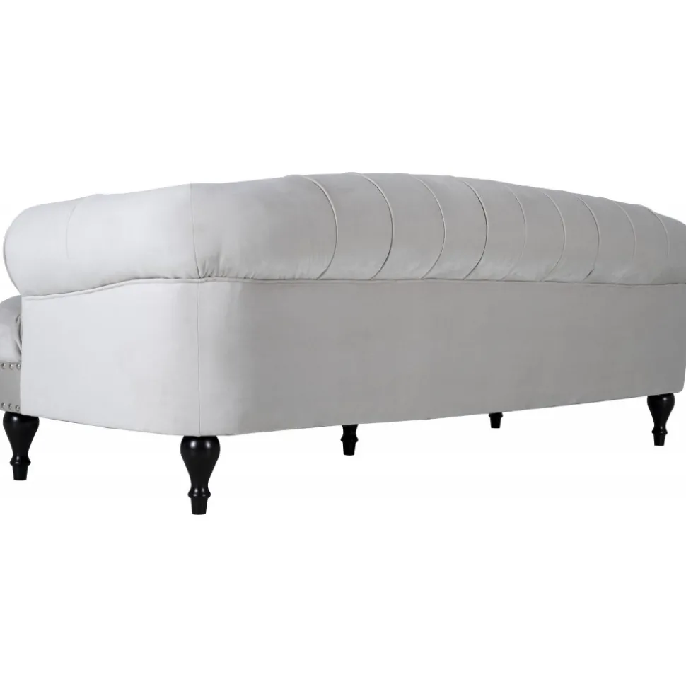 Soffa 3-sits chesterfield beige sammet