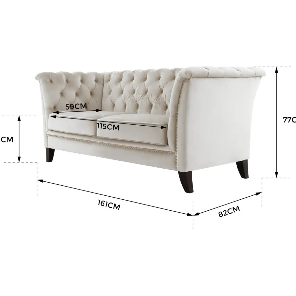 Soffa 2-sits chesterfield blå - Milton