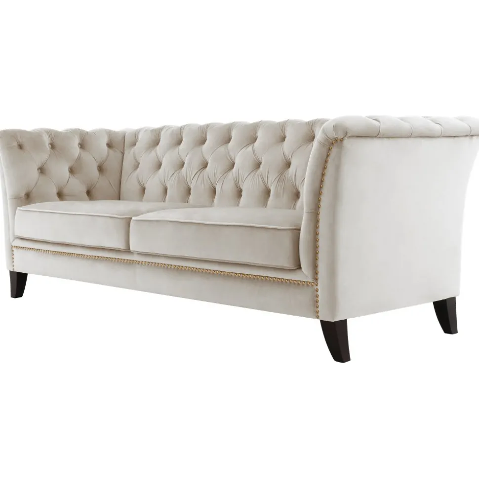 Soffa 3-sits Chesterfield beige - Milton + Fläckborttagare för möbler