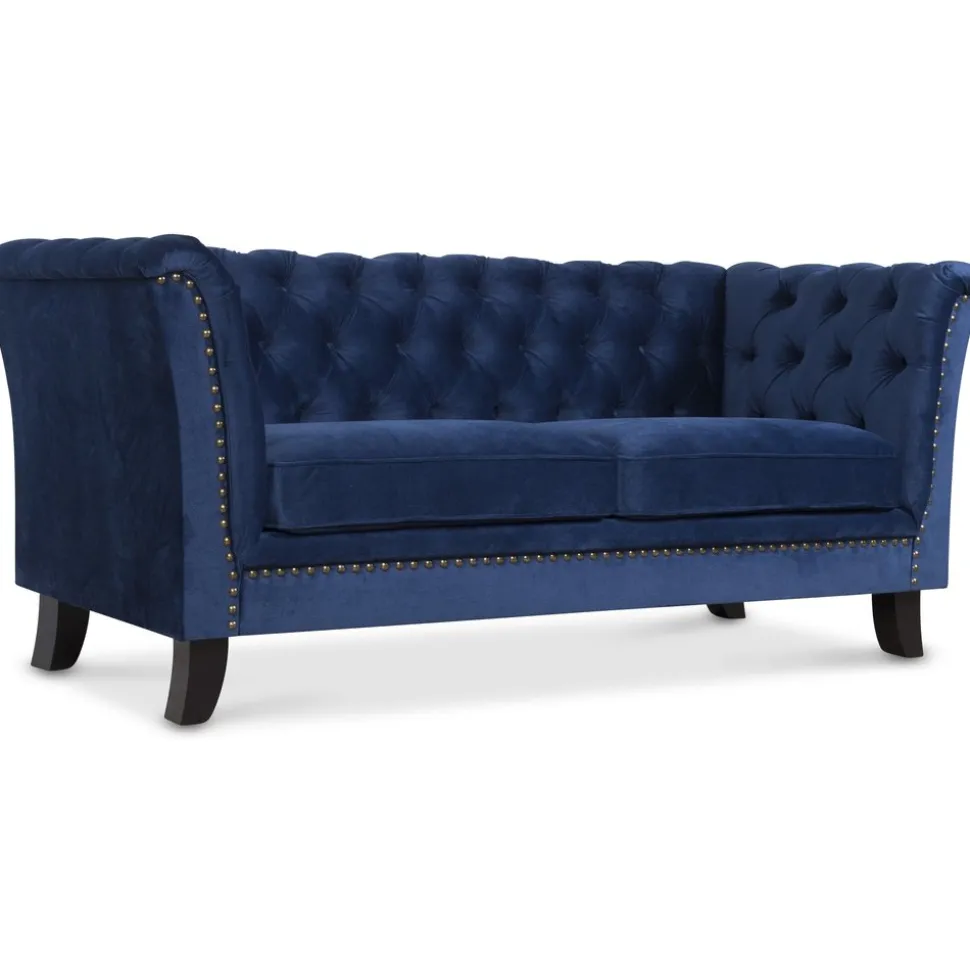 Soffa 3-sits Chesterfield Blå - Milton + Fläckborttagare för möbler