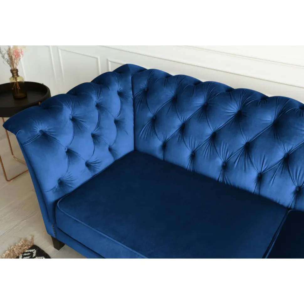 Soffa 3-sits Chesterfield Blå - Milton + Textilrengöring för möbler