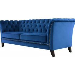 Soffa 3-sits Chesterfield Blå - Milton + Textilrengöring för möbler