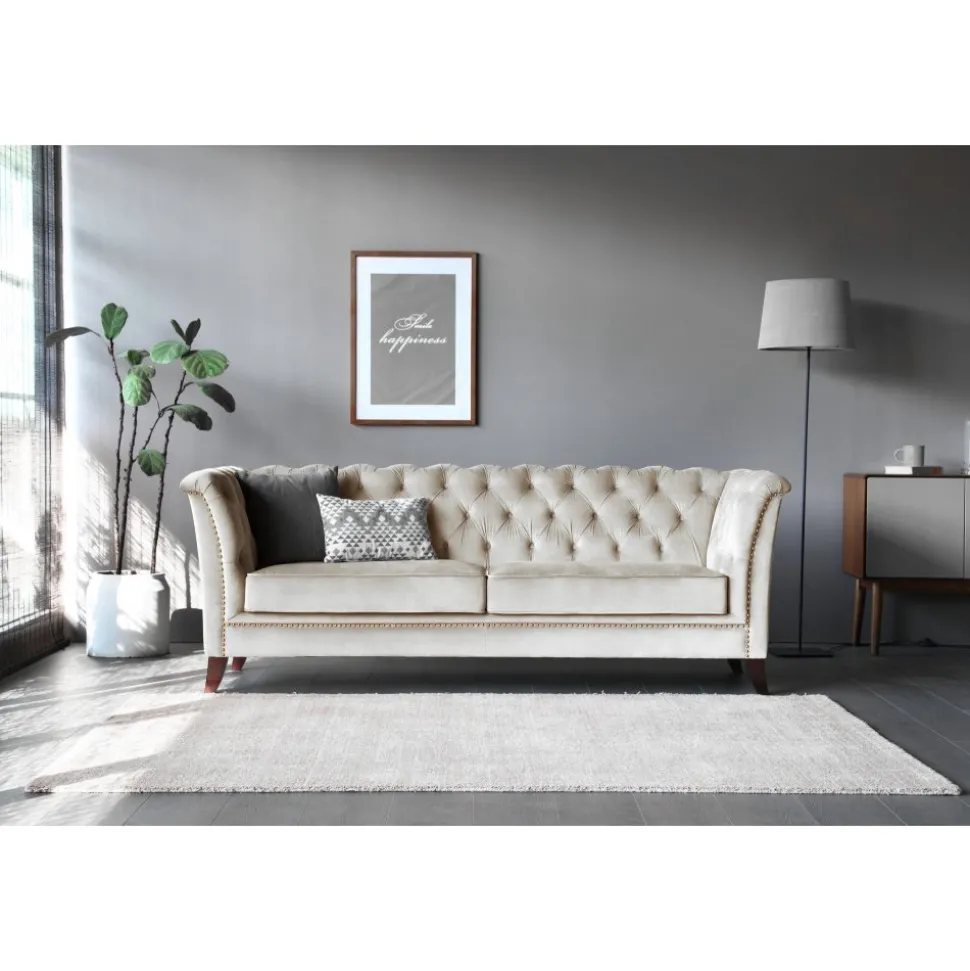 Soffa 3-sits Chesterfield beige - Milton