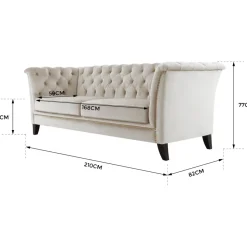 Soffa 3-sits Chesterfield beige - Milton