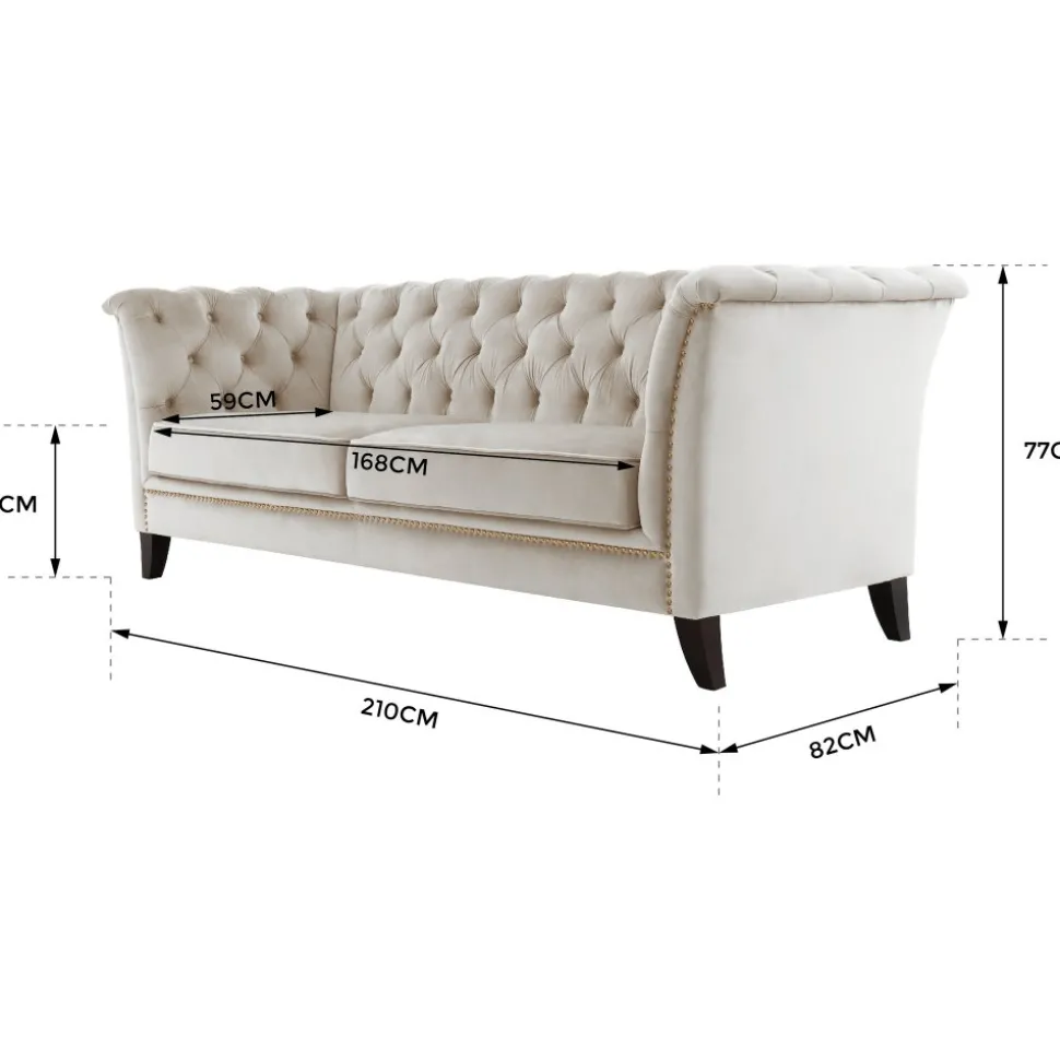 Soffa 3-sits Chesterfield beige - Milton