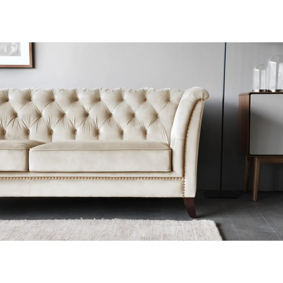 Soffa 3-sits Chesterfield beige - Milton