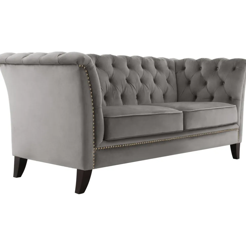 Soffa 2-sits chesterfield grå - Henry + Textilrengöring för möbler