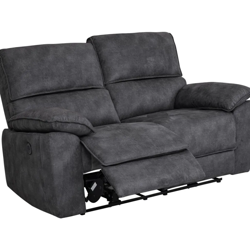 Soffa 2-sits elektrisk ställbar recliner - Grå + Möbeltassar