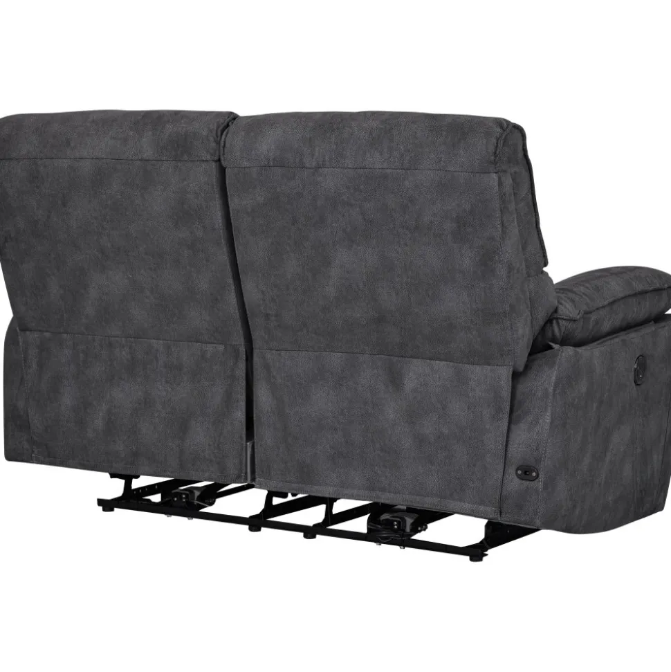 Soffa 2-sits elektrisk ställbar recliner - Grå + Möbeltassar