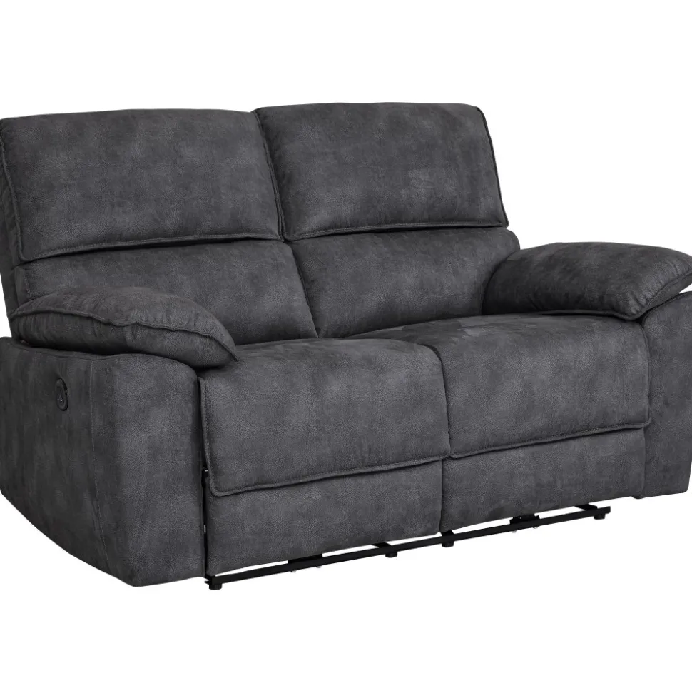 Soffa 2-sits elektrisk ställbar recliner - Grå + Textilrengöring för möbler