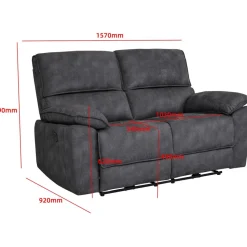 Soffa 2-sits elektrisk ställbar recliner - Grå