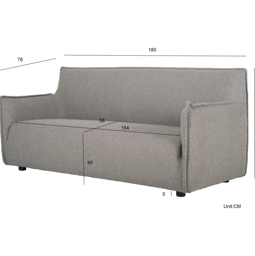 Soffa 3-sits i mörkbeige bouclè - Jupiter