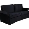 Soffa 2-sits med kjol - Svart sammet - 191 cm bred