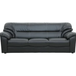 Soffa 3-sits svart konstläder - Dominic + Textilrengöring för möbler