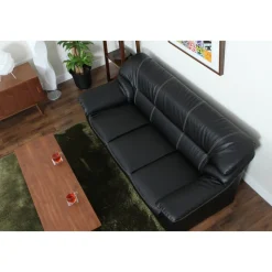 Soffa 3-sits svart konstläder - Dominic + Textilrengöring för möbler