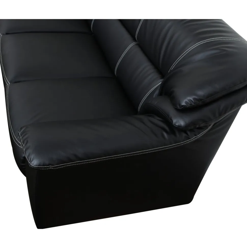 Soffa 3-sits svart konstläder - Dominic + Textilrengöring för möbler