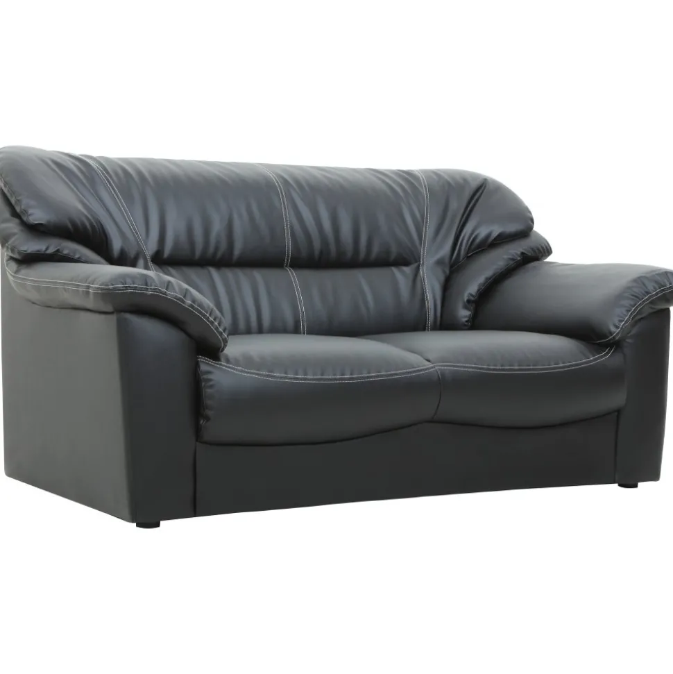 Soffa 2-sits svart konstläder - Dominic