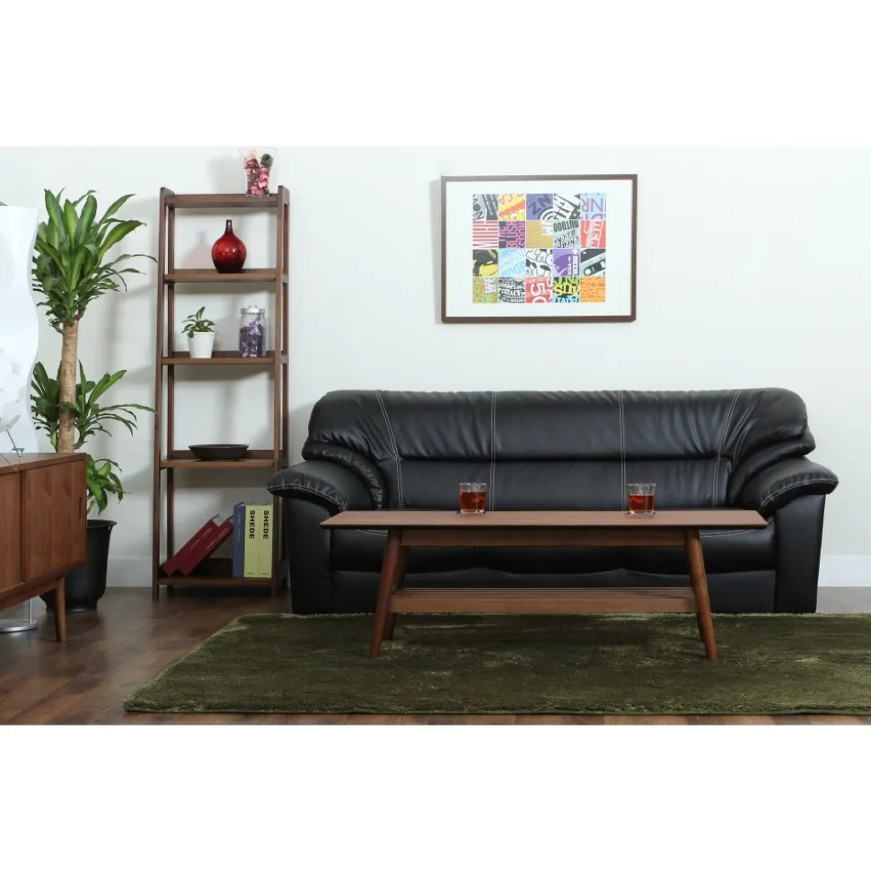 Soffa 3-sits svart konstläder - Dominic + Fläckborttagare för möbler