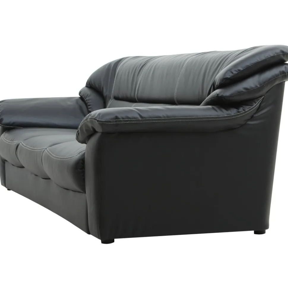 Soffa 3-sits svart konstläder - Dominic + Fläckborttagare för möbler