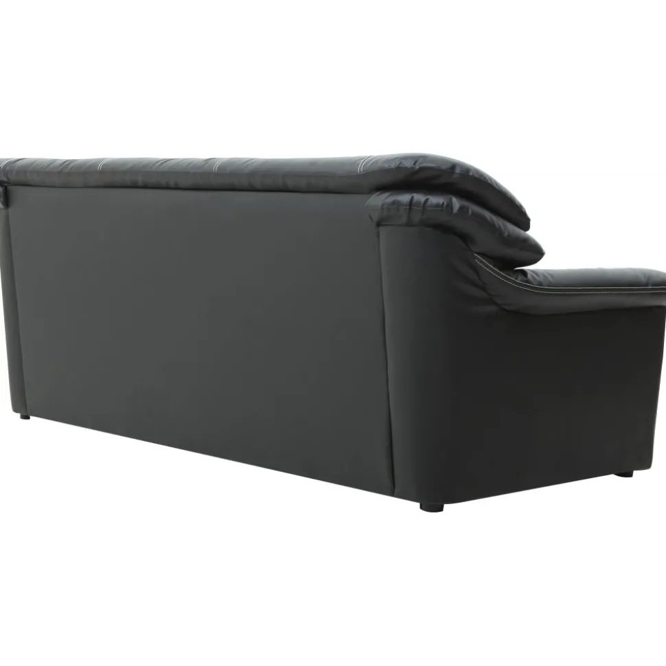 Soffa 3-sits svart konstläder - Dominic + Fläckborttagare för möbler