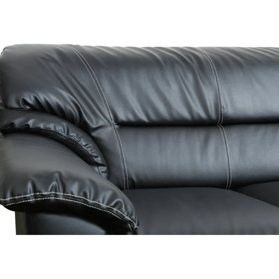 Soffa 3-sits svart konstläder - Dominic + Fläckborttagare för möbler