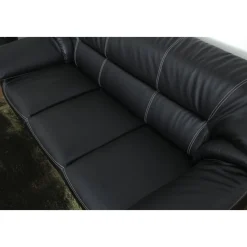 Soffa 3-sits svart konstläder - Dominic + Fläckborttagare för möbler