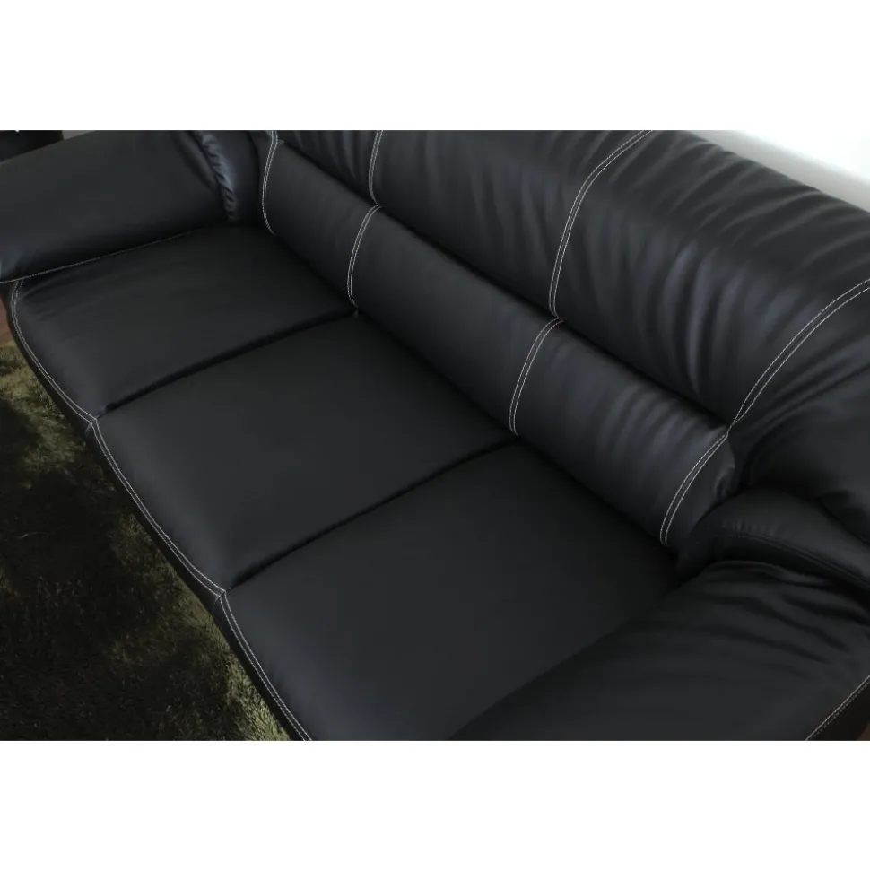 Soffa 3-sits svart konstläder - Dominic + Fläckborttagare för möbler