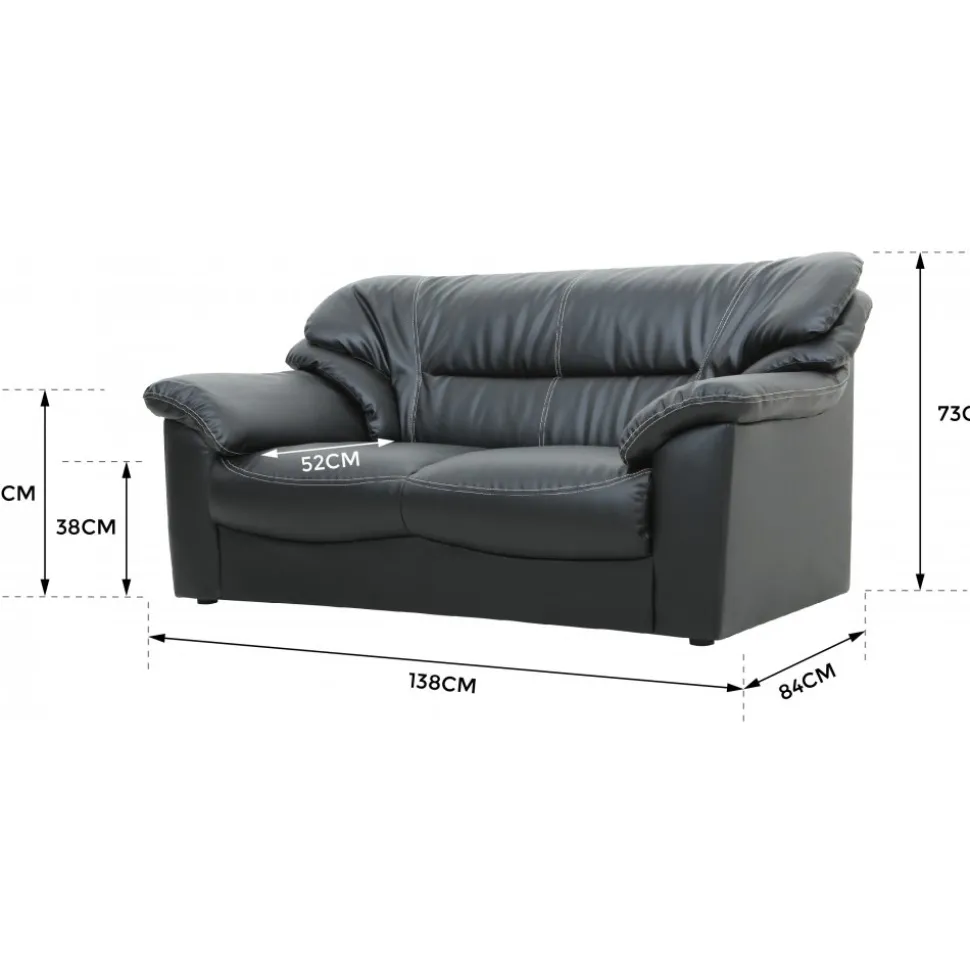 Soffa 2-sits svart konstläder - Dominic + Textilrengöring för möbler