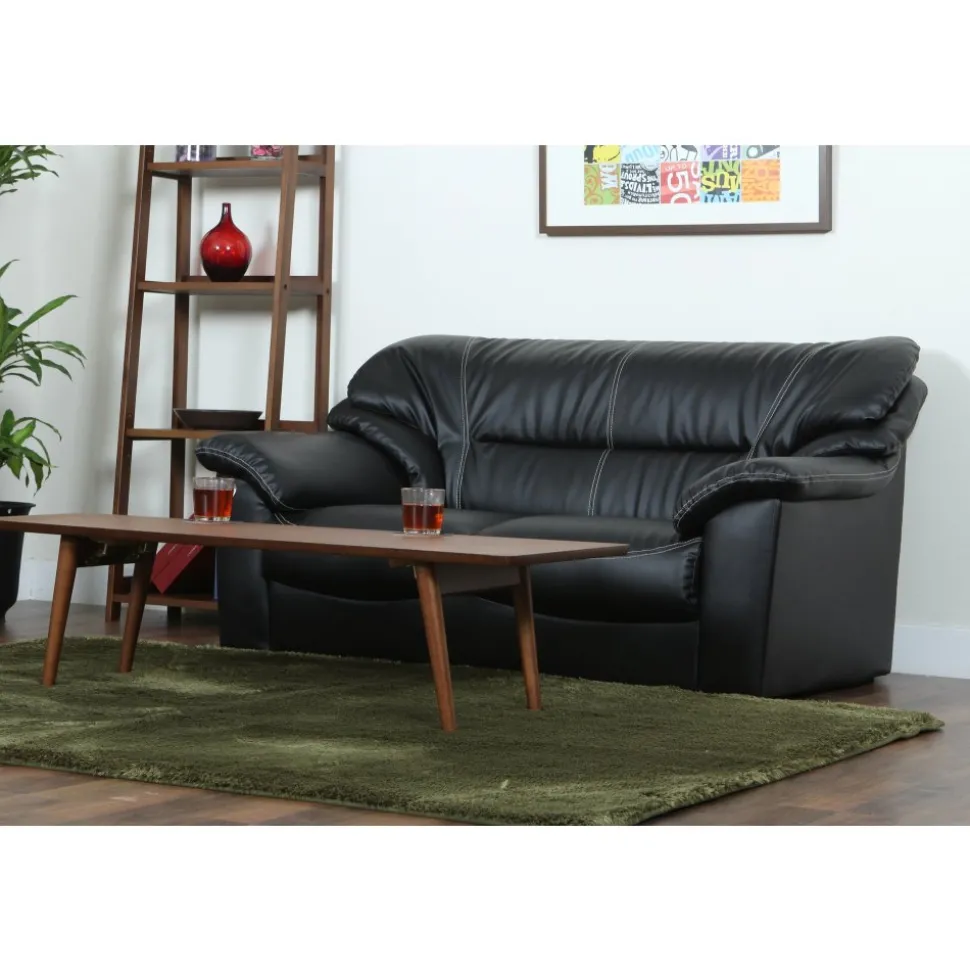 Soffa 2-sits svart konstläder - Dominic + Textilrengöring för möbler