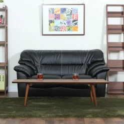 Soffa 2-sits svart konstläder - Dominic + Fläckborttagare för möbler