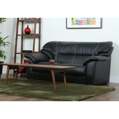 Soffa 2-sits svart konstläder - Dominic + Fläckborttagare för möbler