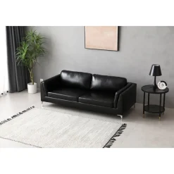 Soffa 3-sits svart PU - Cansas + Fläckborttagare för möbler