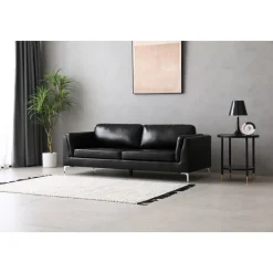 Soffa 3-sits svart PU - Cansas + Fläckborttagare för möbler