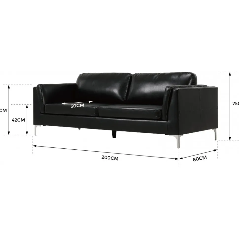 Soffa 3-sits svart PU - Cansas