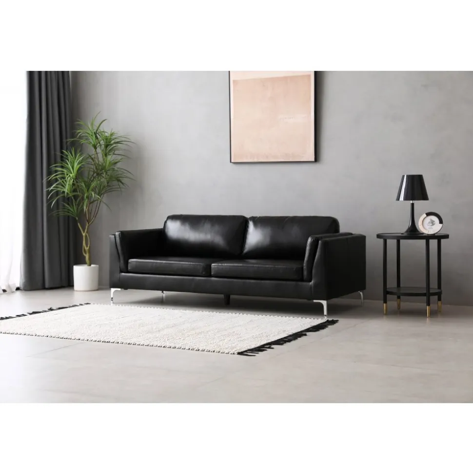 Soffa 3-sits svart PU - Cansas + Textilrengöring för möbler