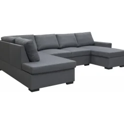 Soffa u-soffa 309 cm mörkgrått tyg - Solna + Fläckborttagare för möbler