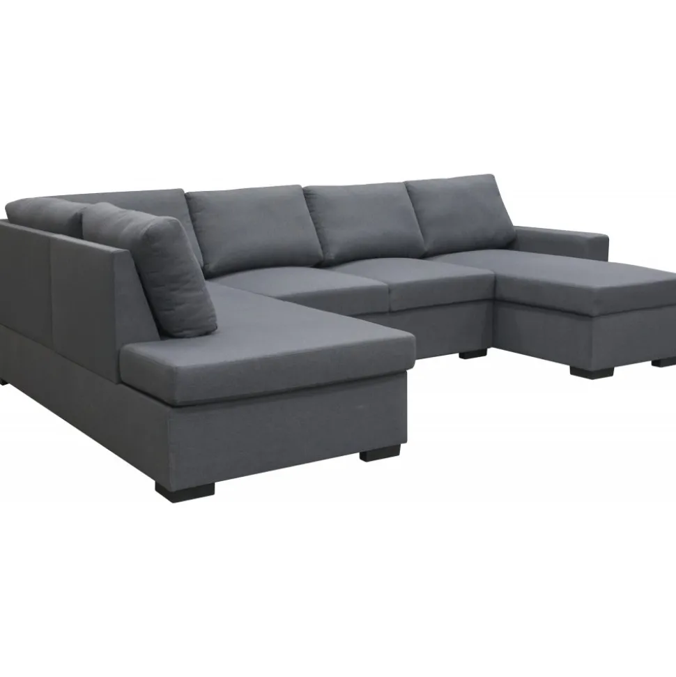 Soffa u-soffa 309 cm mörkgrått tyg - Solna + Fläckborttagare för möbler