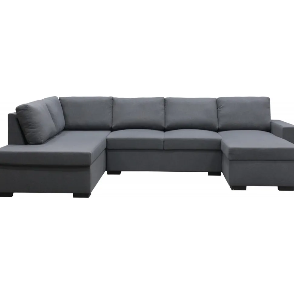 Soffa u-soffa 309 cm mörkgrått tyg - Solna + Fläckborttagare för möbler