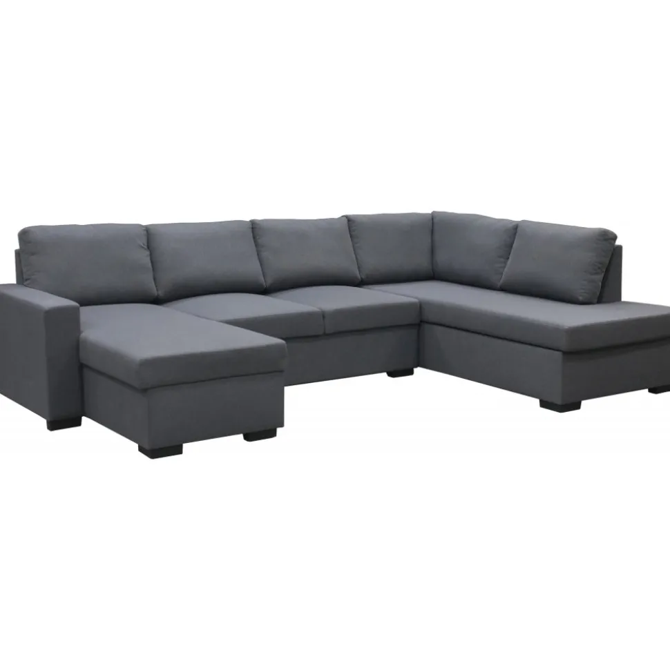 Soffa u-soffa 309 cm mörkgrått tyg - Solna + Textilrengöring för möbler