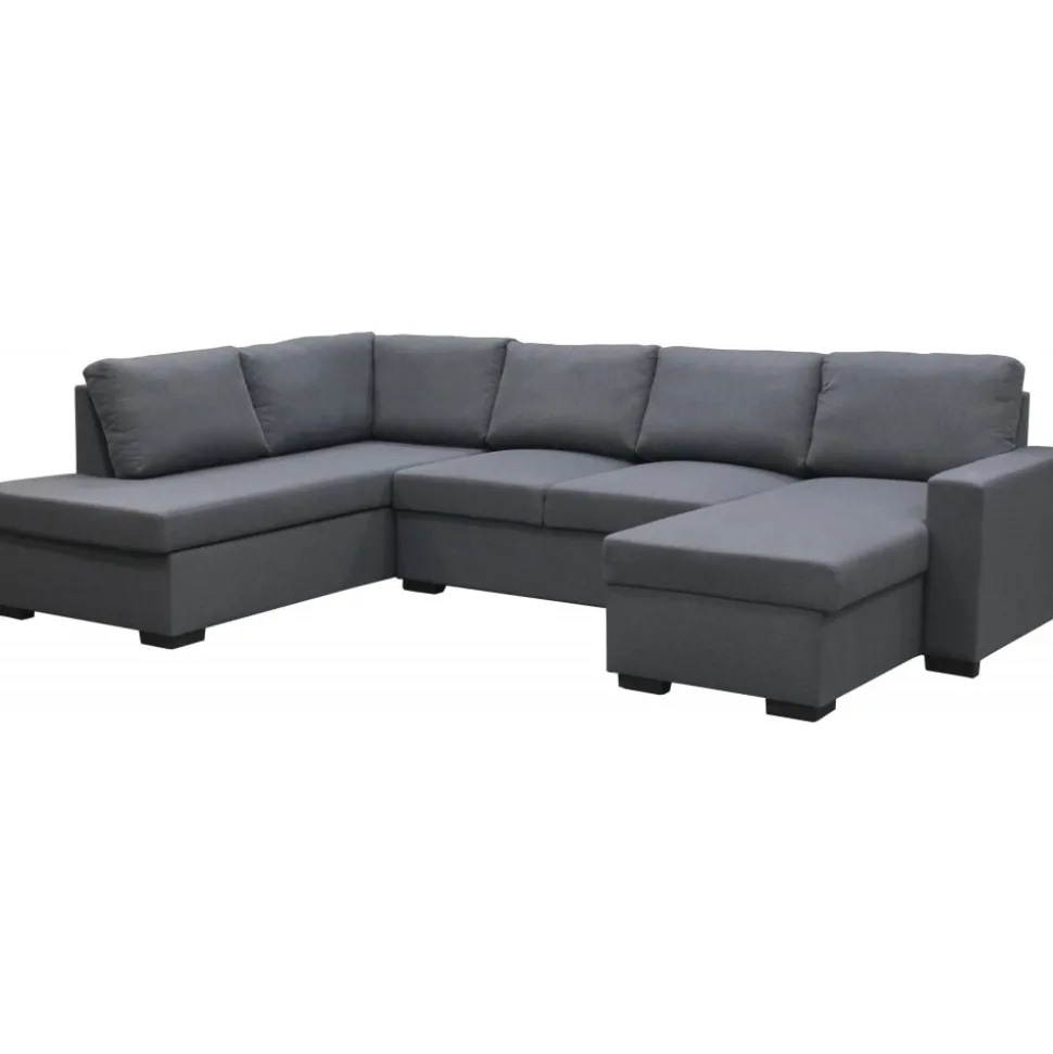 Soffa u-soffa 309 cm mörkgrått tyg - Solna + Textilrengöring för möbler