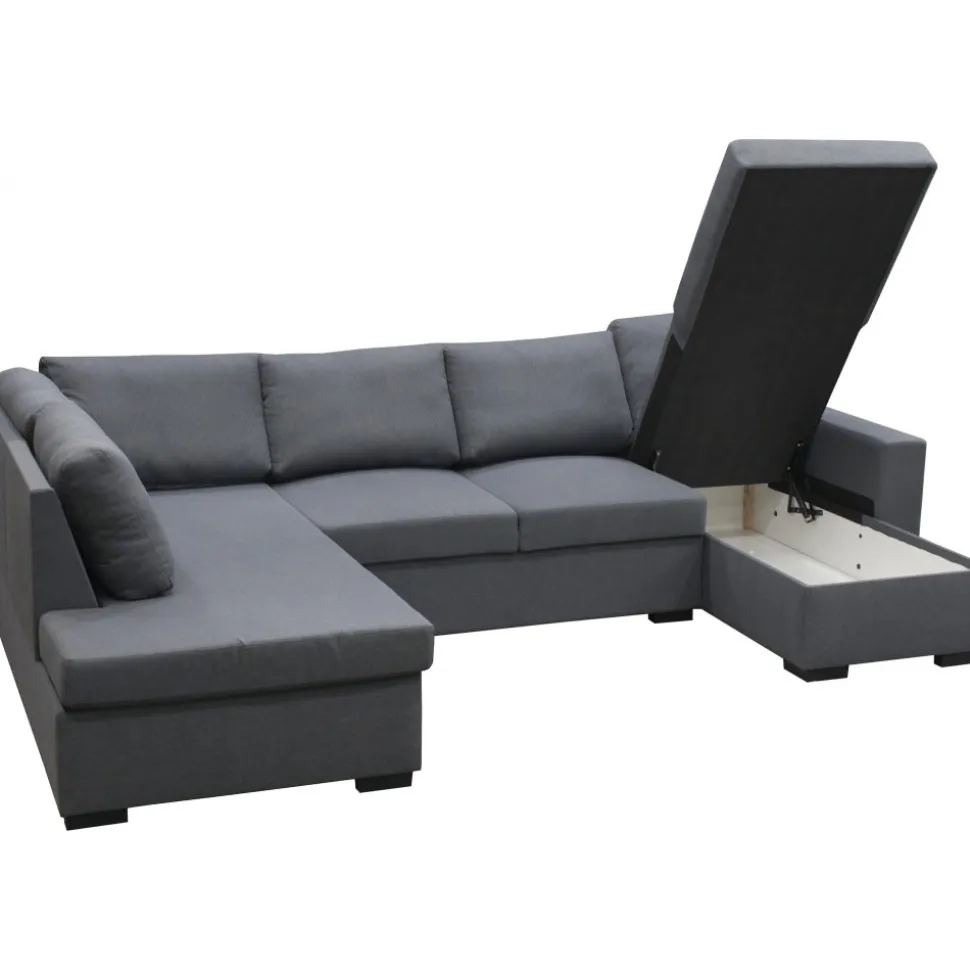 Soffa u-soffa 309 cm mörkgrått tyg - Solna + Textilrengöring för möbler