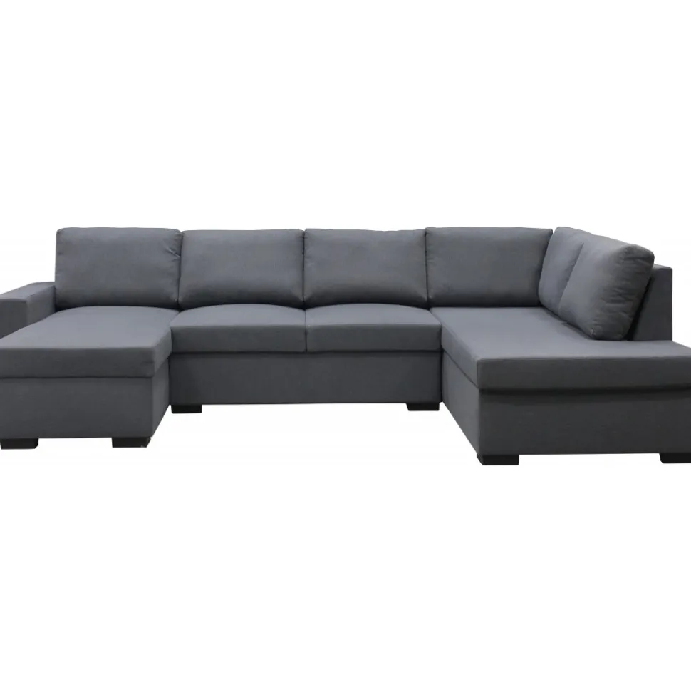 Soffa u-soffa 309 cm mörkgrått tyg - Solna + Textilrengöring för möbler