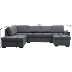 Soffa u-soffa 309 cm mörkgrått tyg - Solna + Textilrengöring för möbler