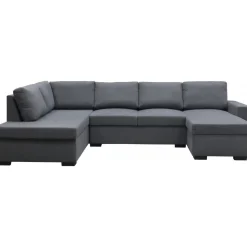 Soffa u-soffa 309 cm mörkgrått tyg - Solna + Textilrengöring för möbler