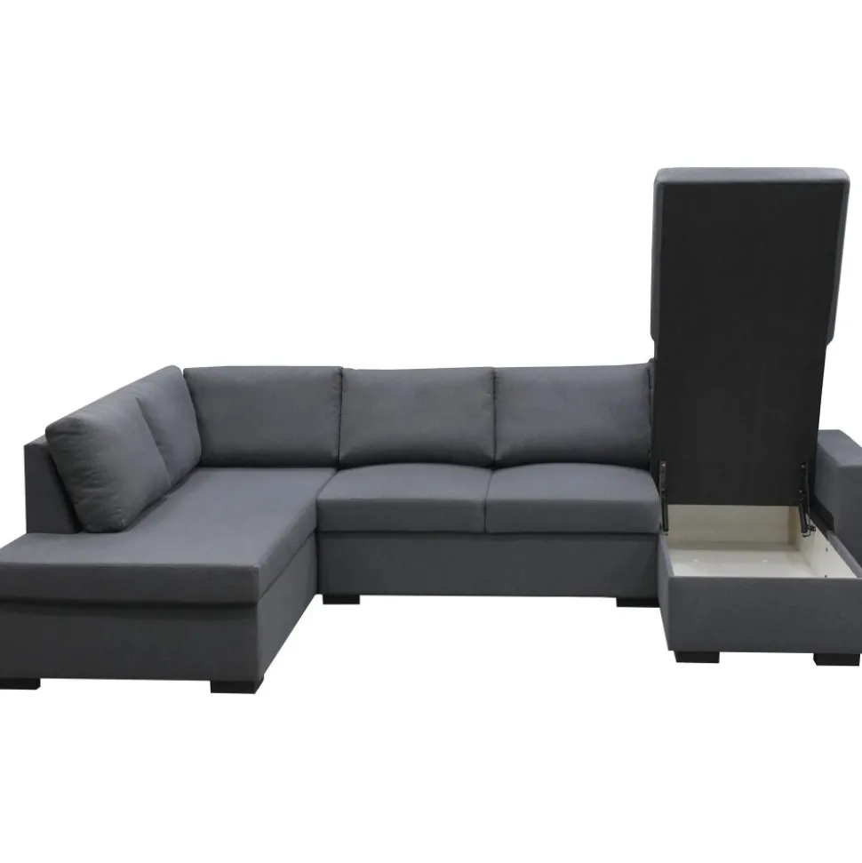 Soffa u-soffa 309 cm mörkgrått tyg - Solna + Textilrengöring för möbler