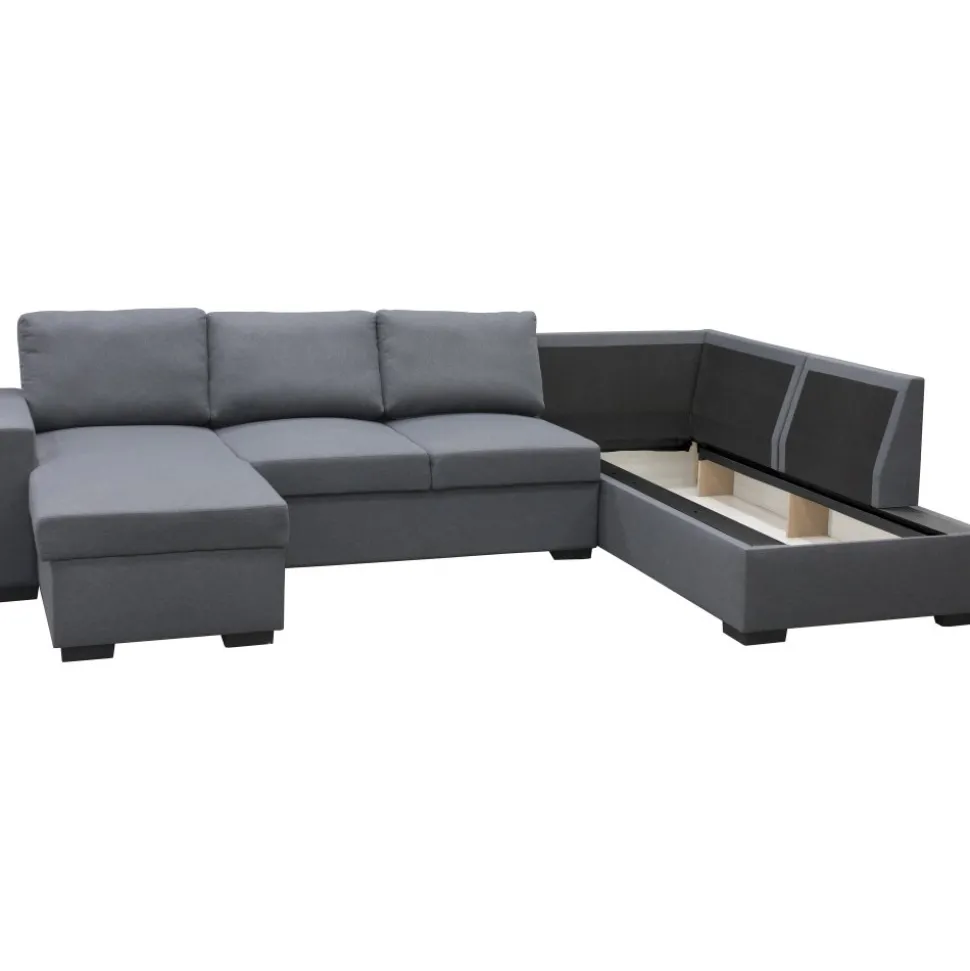 Soffa u-soffa 309 cm mörkgrått tyg - Solna + Textilrengöring för möbler