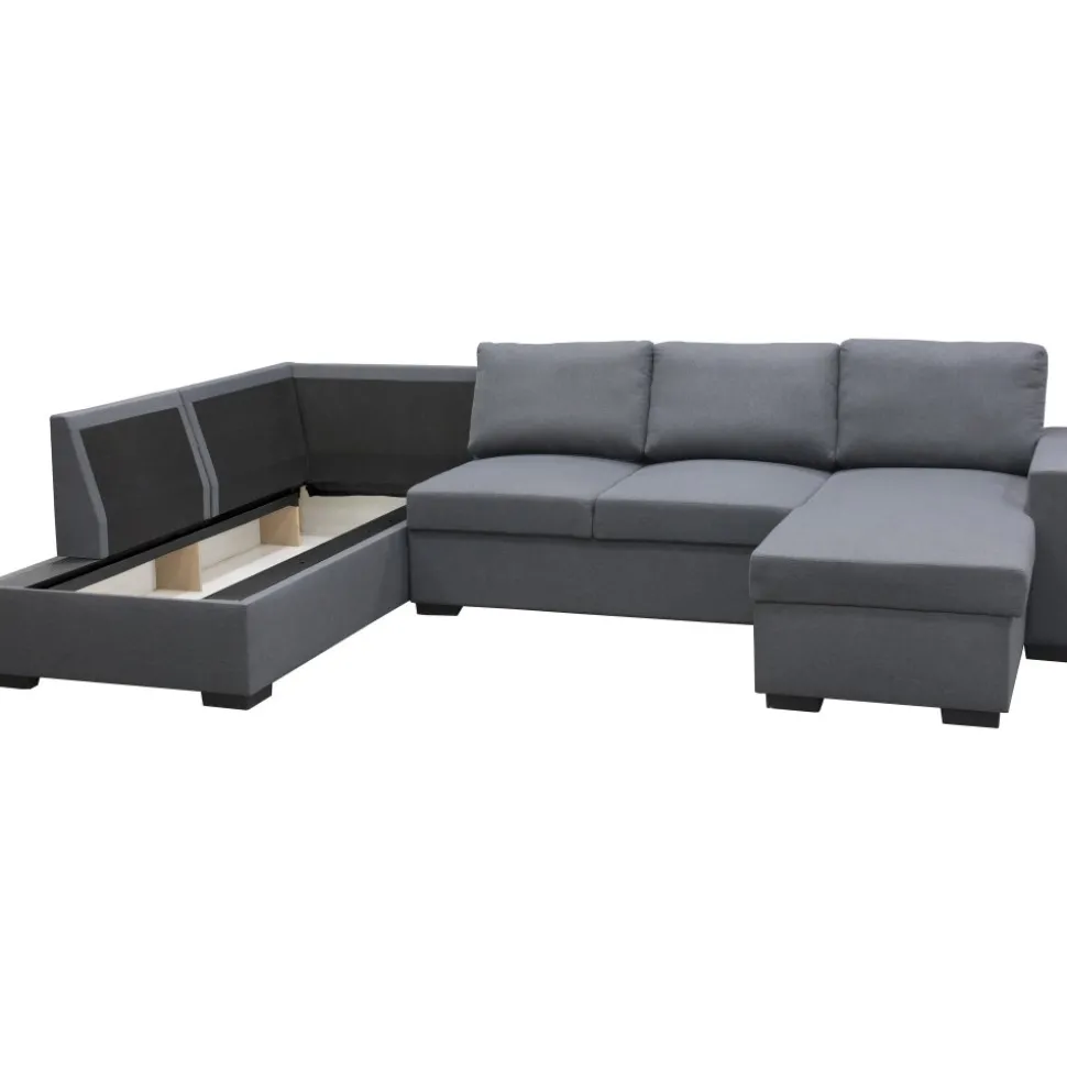 Soffa u-soffa 309 cm mörkgrått tyg - Solna + Textilrengöring för möbler